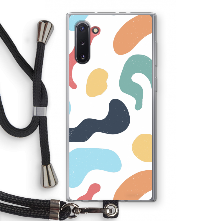 Memphis Shapes Blue: Samsung Galaxy Note 10 Transparant Hoesje met koord