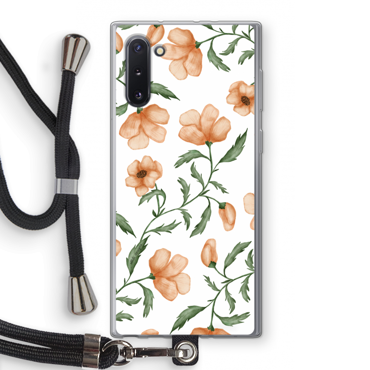 Peachy flowers: Samsung Galaxy Note 10 Transparant Hoesje met koord