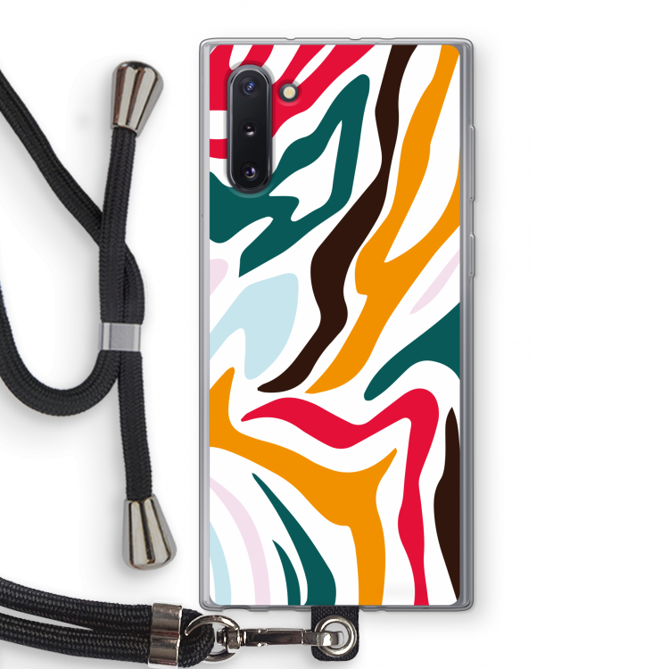 Colored Zebra: Samsung Galaxy Note 10 Transparant Hoesje met koord