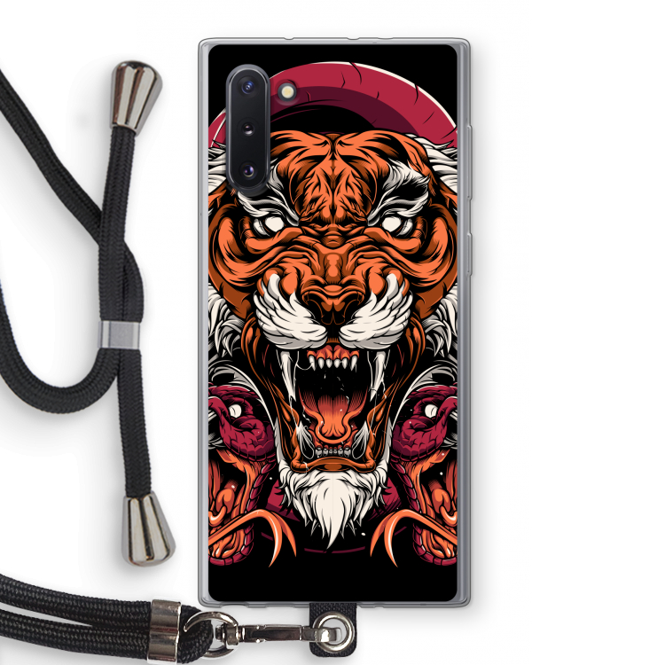 Tiger and Rattlesnakes: Samsung Galaxy Note 10 Transparant Hoesje met koord