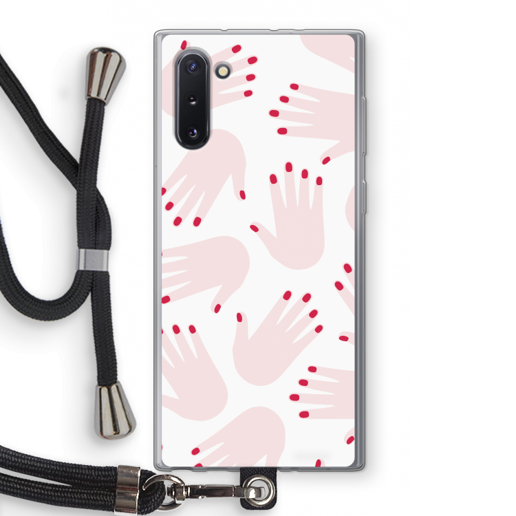 Hands pink: Samsung Galaxy Note 10 Transparant Hoesje met koord