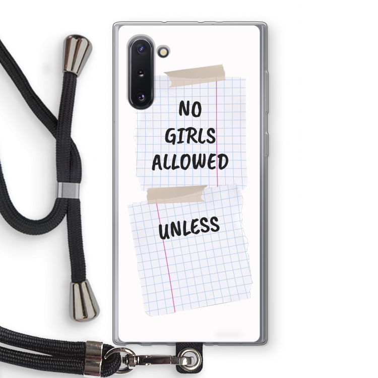 No Girls Allowed Unless: Samsung Galaxy Note 10 Transparant Hoesje met koord