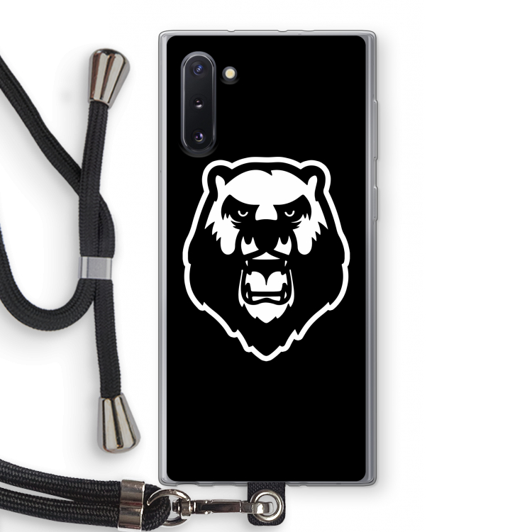 Angry Bear (black): Samsung Galaxy Note 10 Transparant Hoesje met koord