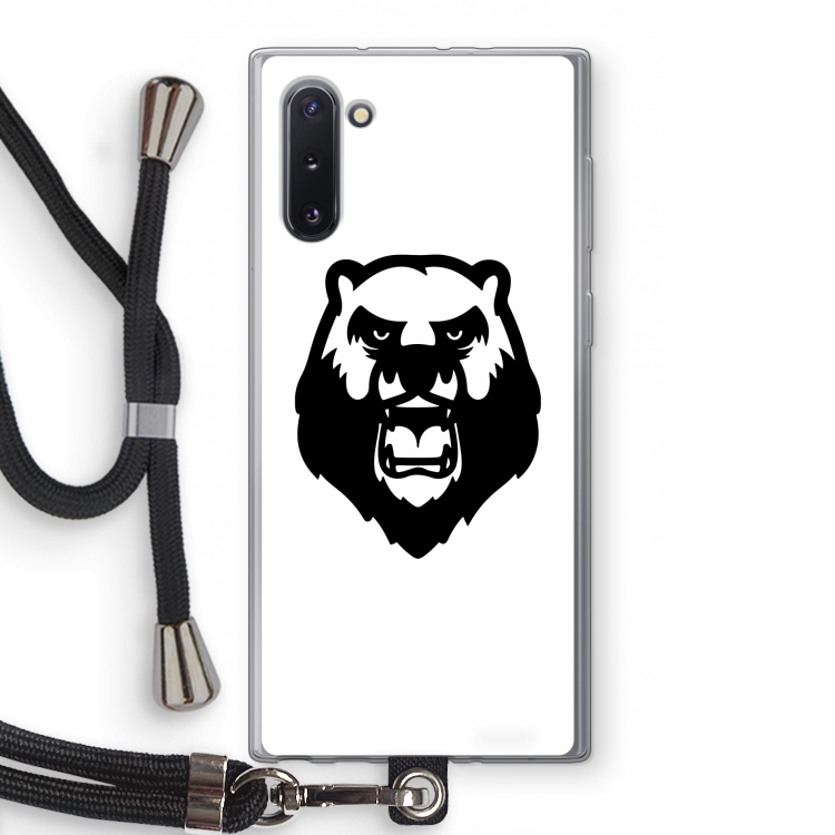 Angry Bear (white): Samsung Galaxy Note 10 Transparant Hoesje met koord