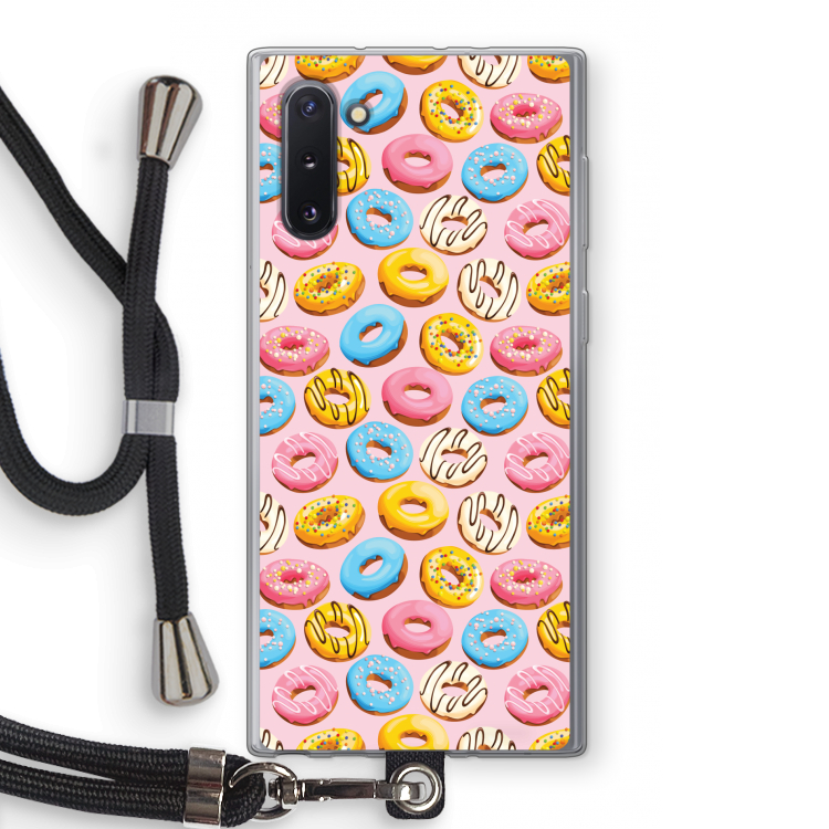 Pink donuts: Samsung Galaxy Note 10 Transparant Hoesje met koord