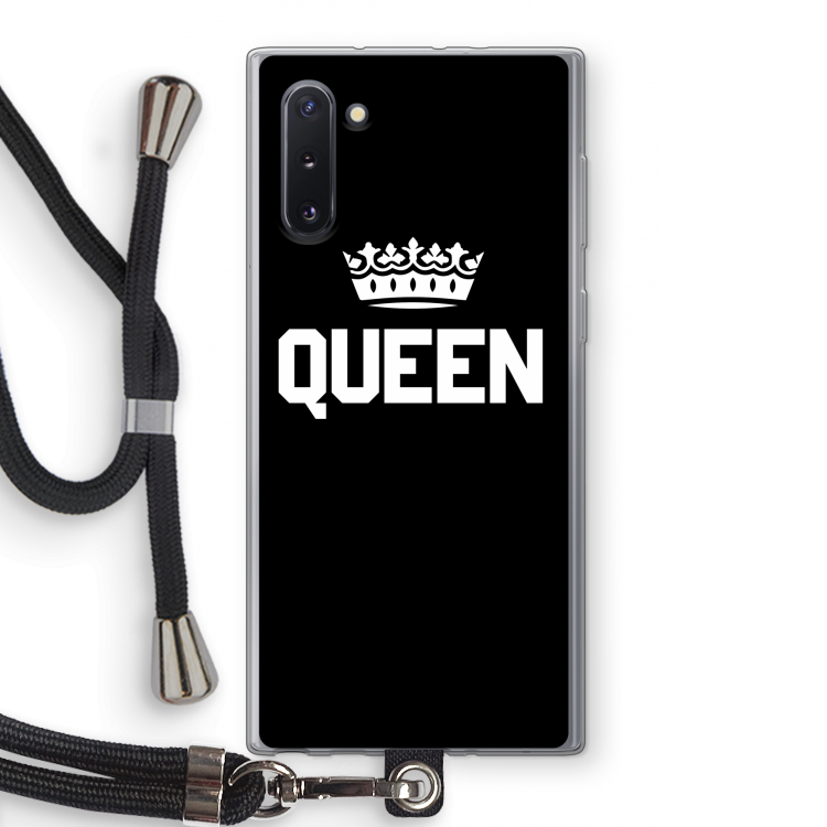 Queen zwart: Samsung Galaxy Note 10 Transparant Hoesje met koord