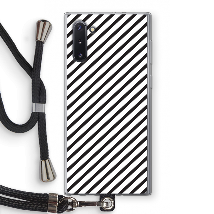 Strepen zwart-wit: Samsung Galaxy Note 10 Transparant Hoesje met koord