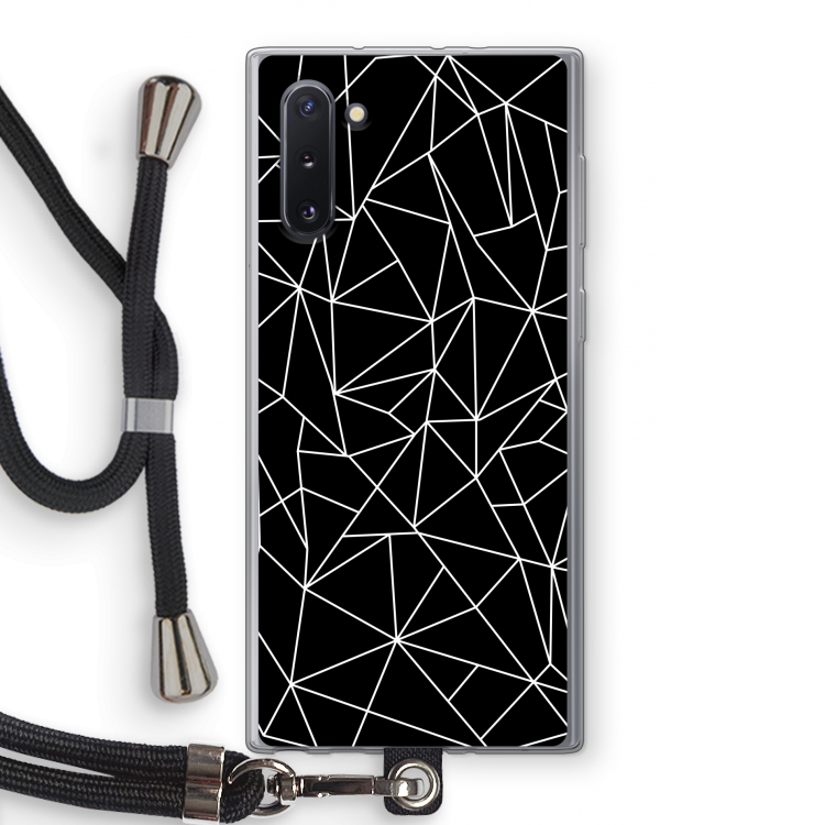 Geometrische lijnen wit: Samsung Galaxy Note 10 Transparant Hoesje met koord