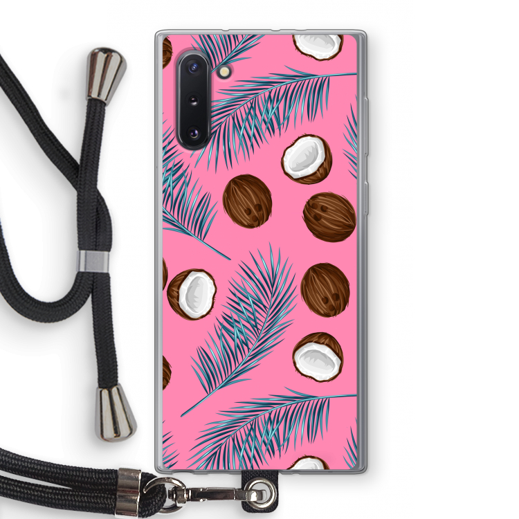 Kokosnoot roze: Samsung Galaxy Note 10 Transparant Hoesje met koord