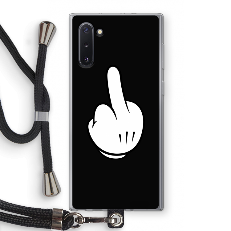 Middle finger black: Samsung Galaxy Note 10 Transparant Hoesje met koord