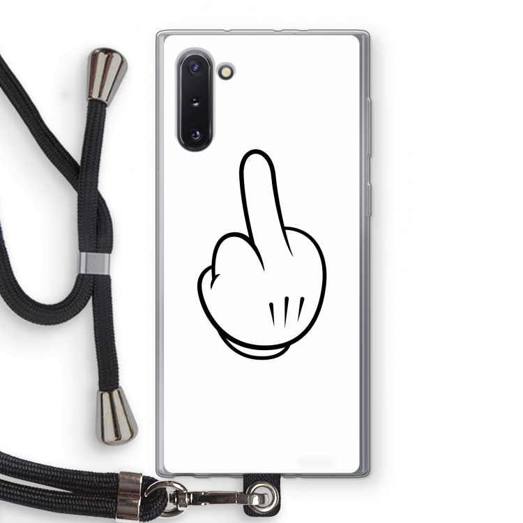 Middle finger white: Samsung Galaxy Note 10 Transparant Hoesje met koord