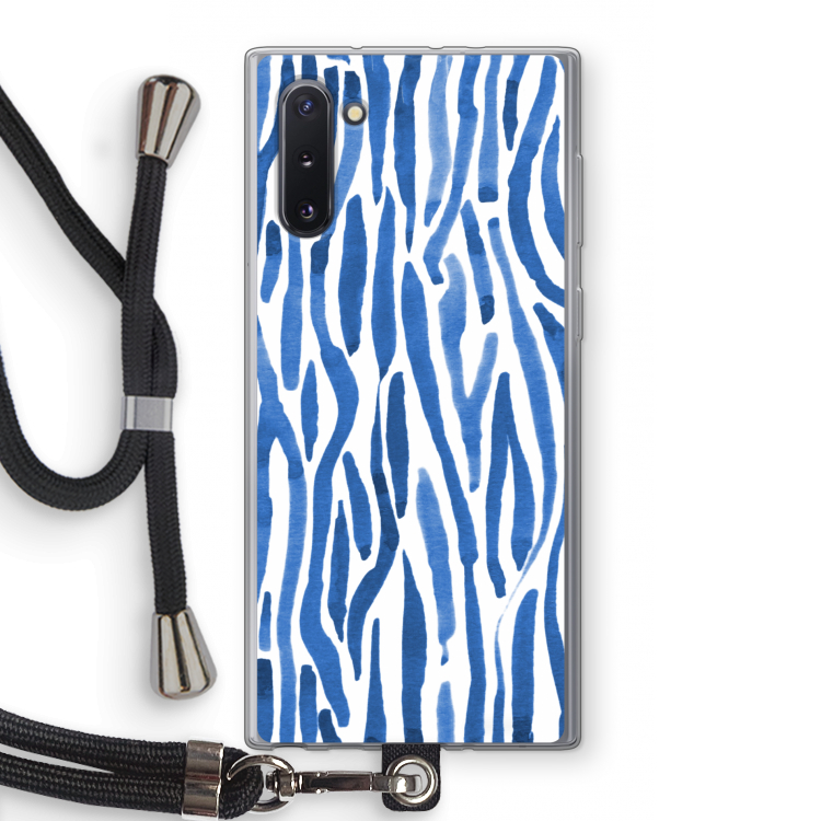 Blauwe nerven: Samsung Galaxy Note 10 Transparant Hoesje met koord