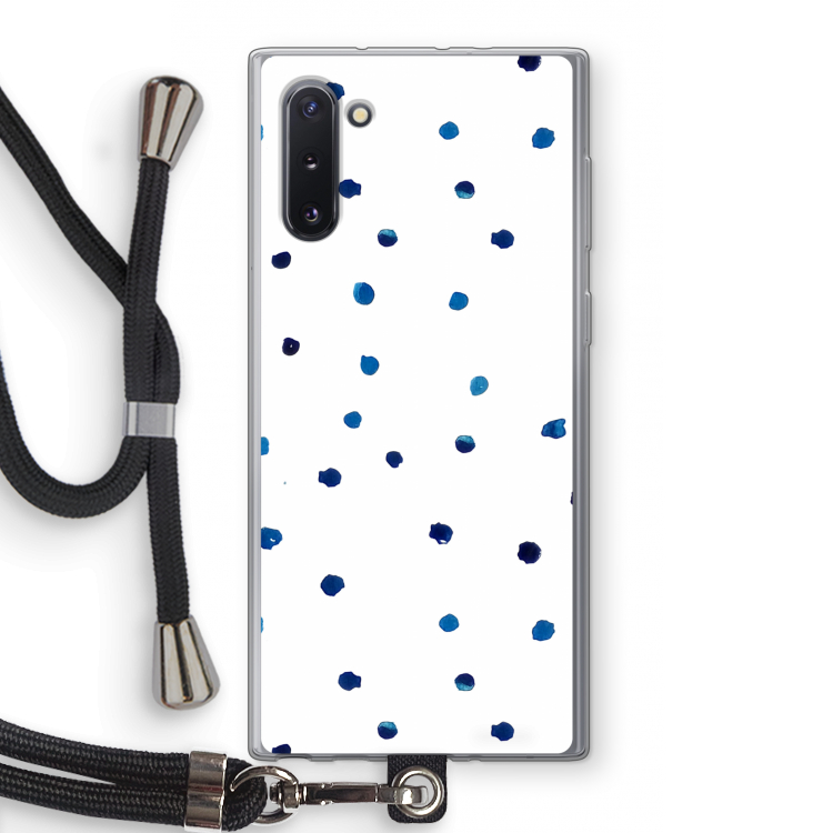 Blauwe stippen: Samsung Galaxy Note 10 Transparant Hoesje met koord