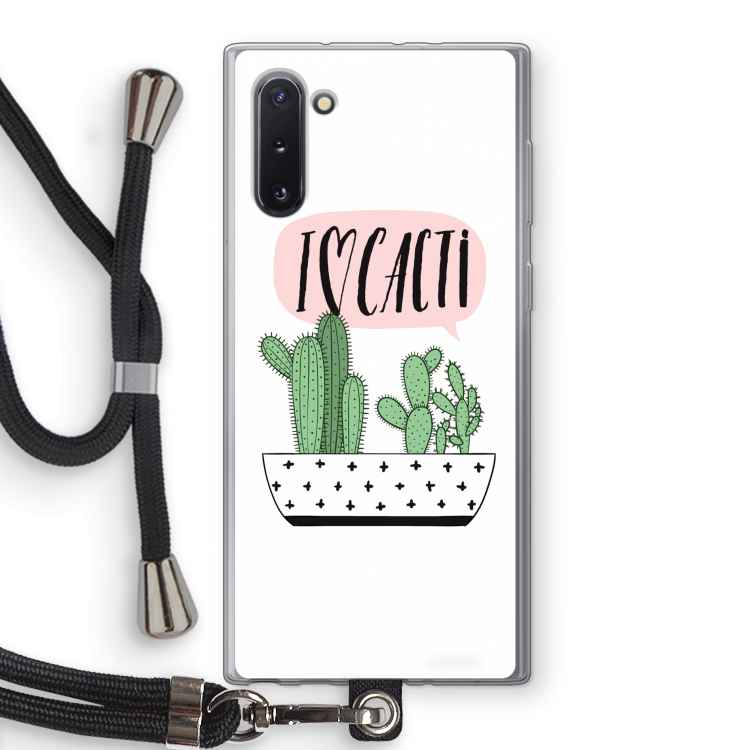 I love cacti: Samsung Galaxy Note 10 Transparant Hoesje met koord
