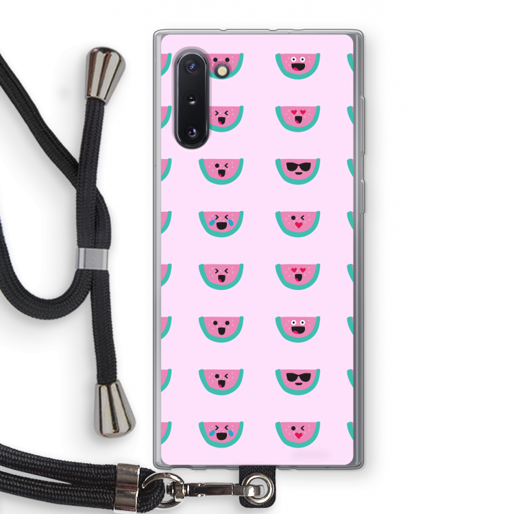 Smiley watermeloenprint: Samsung Galaxy Note 10 Transparant Hoesje met koord