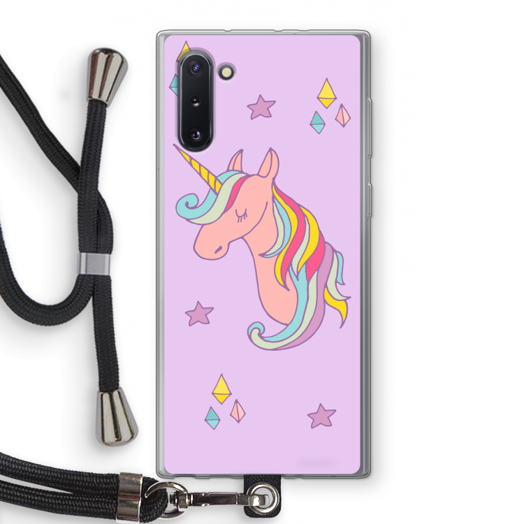 Roze eenhoorn: Samsung Galaxy Note 10 Transparant Hoesje met koord