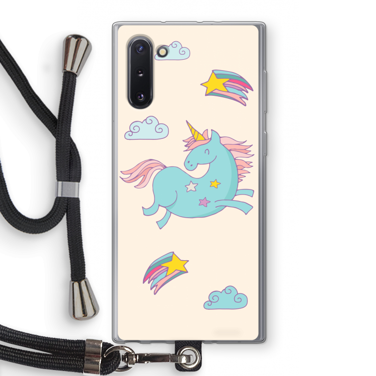Vliegende eenhoorn: Samsung Galaxy Note 10 Transparant Hoesje met koord