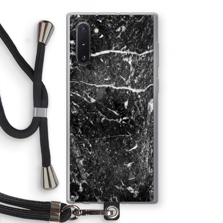 Zwart marmer: Samsung Galaxy Note 10 Transparant Hoesje met koord