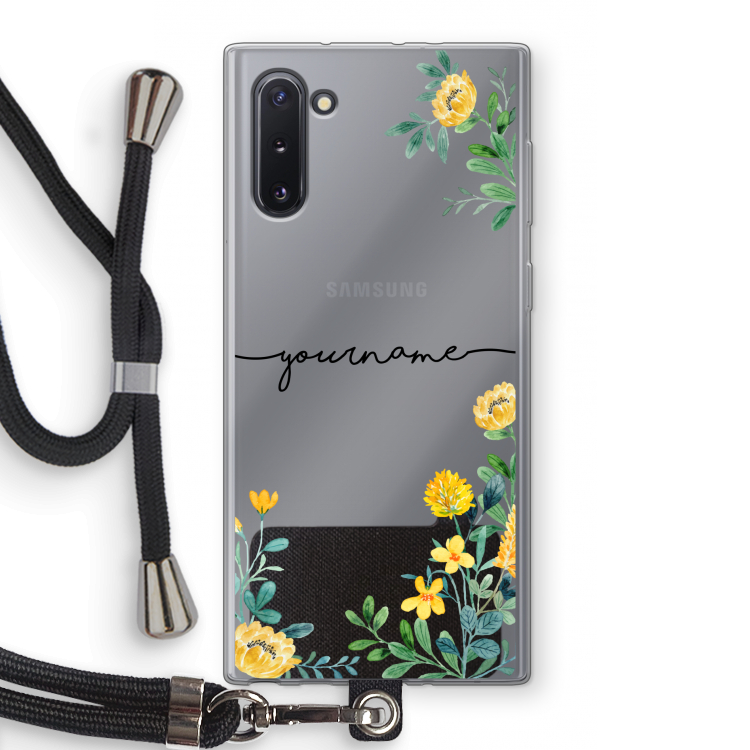 Gele bloemen: Samsung Galaxy Note 10 Transparant Hoesje met koord