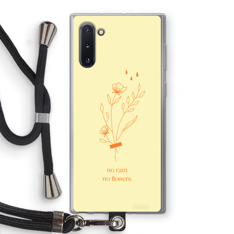 No rain no flowers: Samsung Galaxy Note 10 Transparant Hoesje met koord