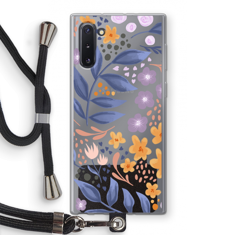 Flowers with blue leaves: Samsung Galaxy Note 10 Transparant Hoesje met koord