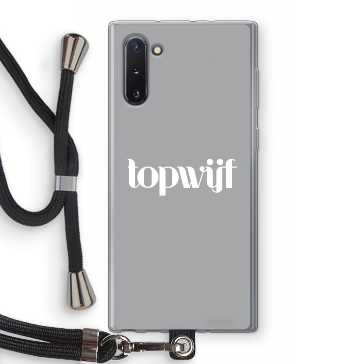 Topwijf Grijs Wit: Samsung Galaxy Note 10 Transparant Hoesje met koord