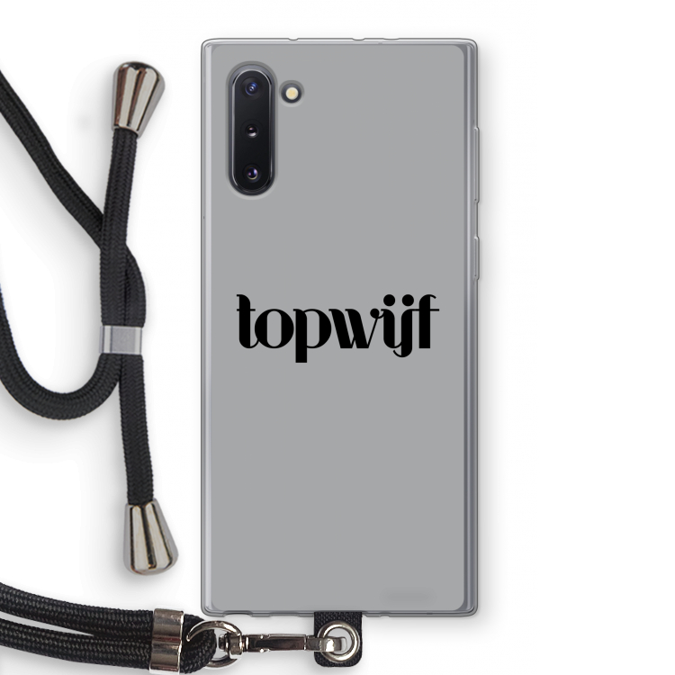 Topwijf Grijs Zwart: Samsung Galaxy Note 10 Transparant Hoesje met koord