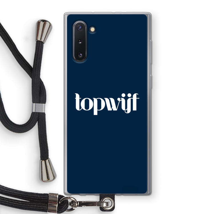 Topwijf Navy: Samsung Galaxy Note 10 Transparant Hoesje met koord