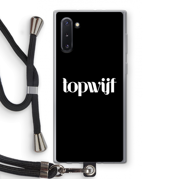 Topwijf Zwart: Samsung Galaxy Note 10 Transparant Hoesje met koord
