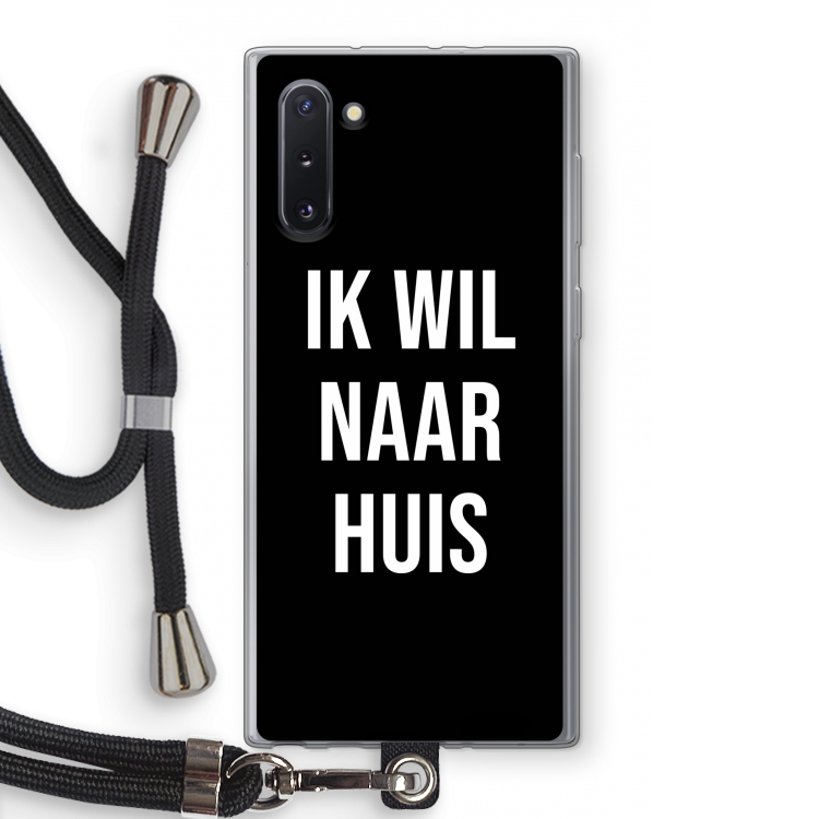 Ik wil naar huis - Zwart: Samsung Galaxy Note 10 Transparant Hoesje met koord