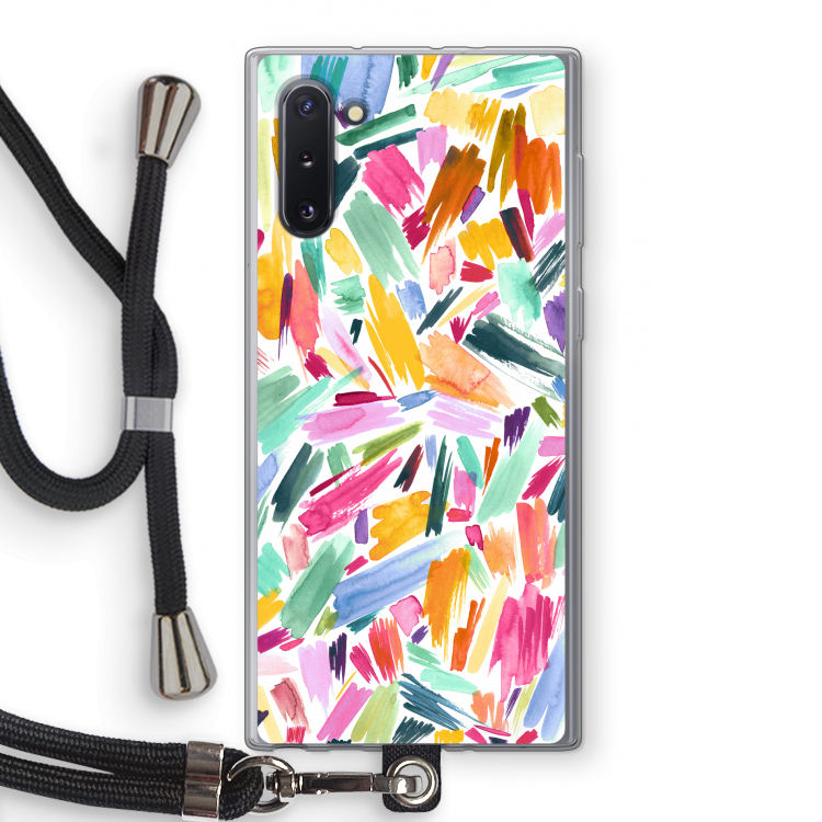 Watercolor Brushstrokes: Samsung Galaxy Note 10 Transparant Hoesje met koord