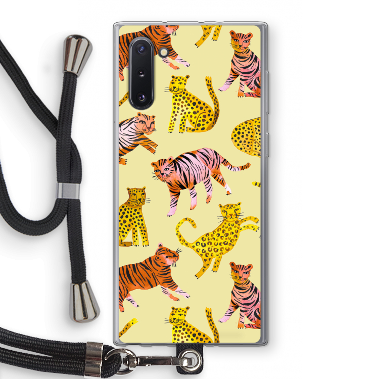 Cute Tigers and Leopards: Samsung Galaxy Note 10 Transparant Hoesje met koord