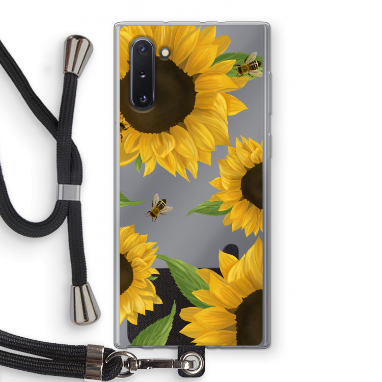 Sunflower and bees: Samsung Galaxy Note 10 Transparant Hoesje met koord