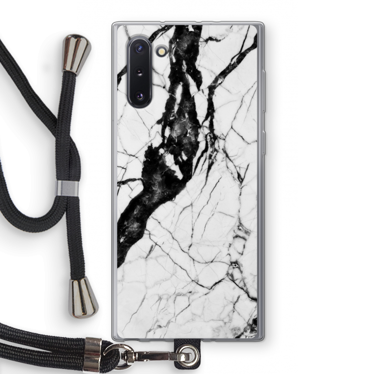 Witte marmer 2: Samsung Galaxy Note 10 Transparant Hoesje met koord