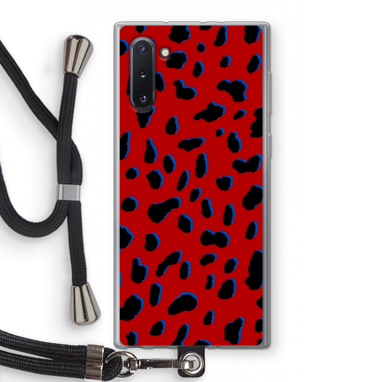 Red Leopard: Samsung Galaxy Note 10 Transparant Hoesje met koord