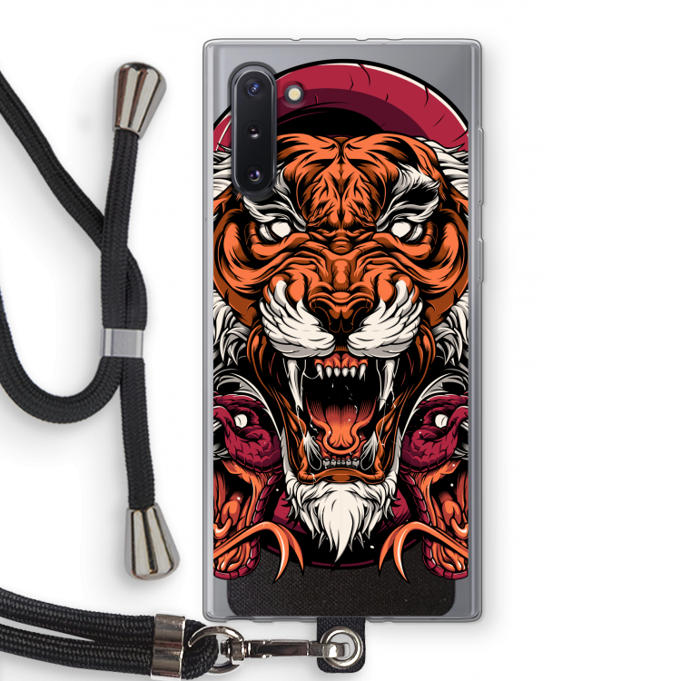 Tiger and Rattlesnakes: Samsung Galaxy Note 10 Transparant Hoesje met koord