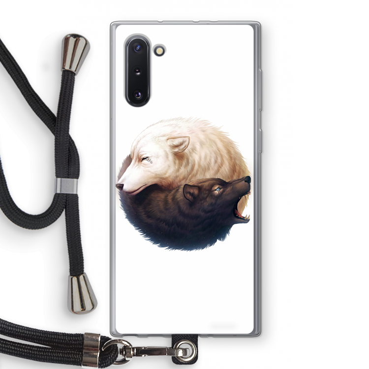 Yin Yang Wolves: Samsung Galaxy Note 10 Transparant Hoesje met koord