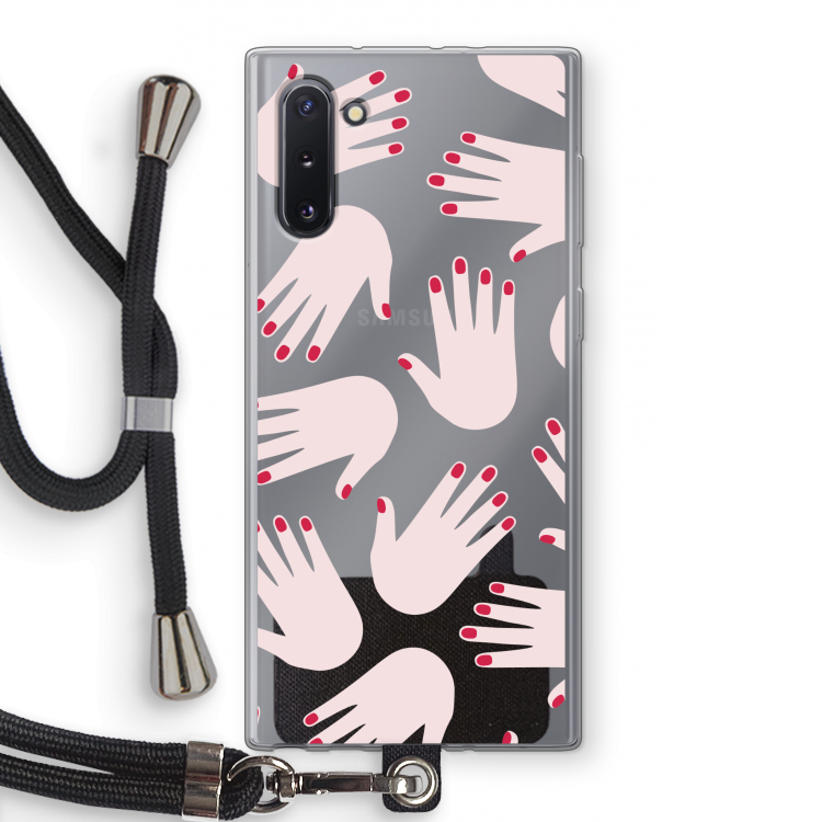 Hands pink: Samsung Galaxy Note 10 Transparant Hoesje met koord