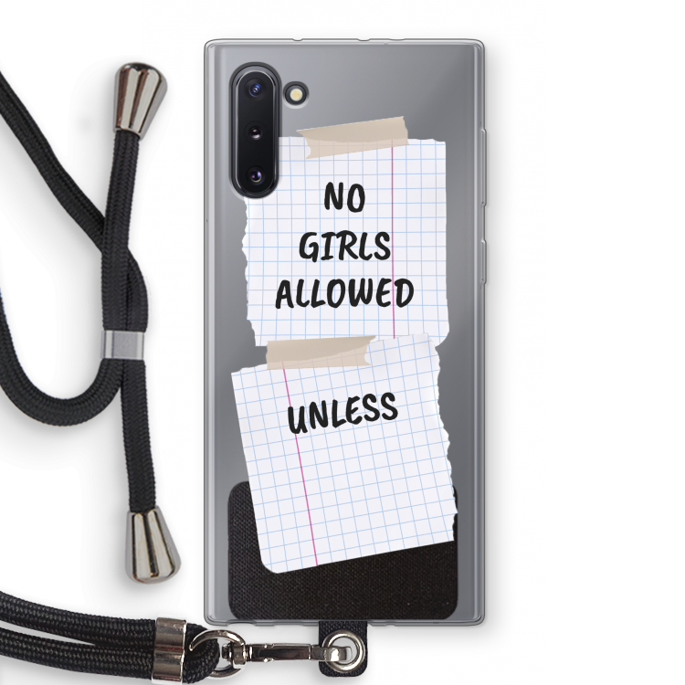 No Girls Allowed Unless: Samsung Galaxy Note 10 Transparant Hoesje met koord