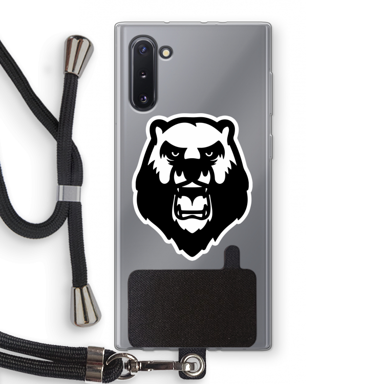 Angry Bear (white): Samsung Galaxy Note 10 Transparant Hoesje met koord