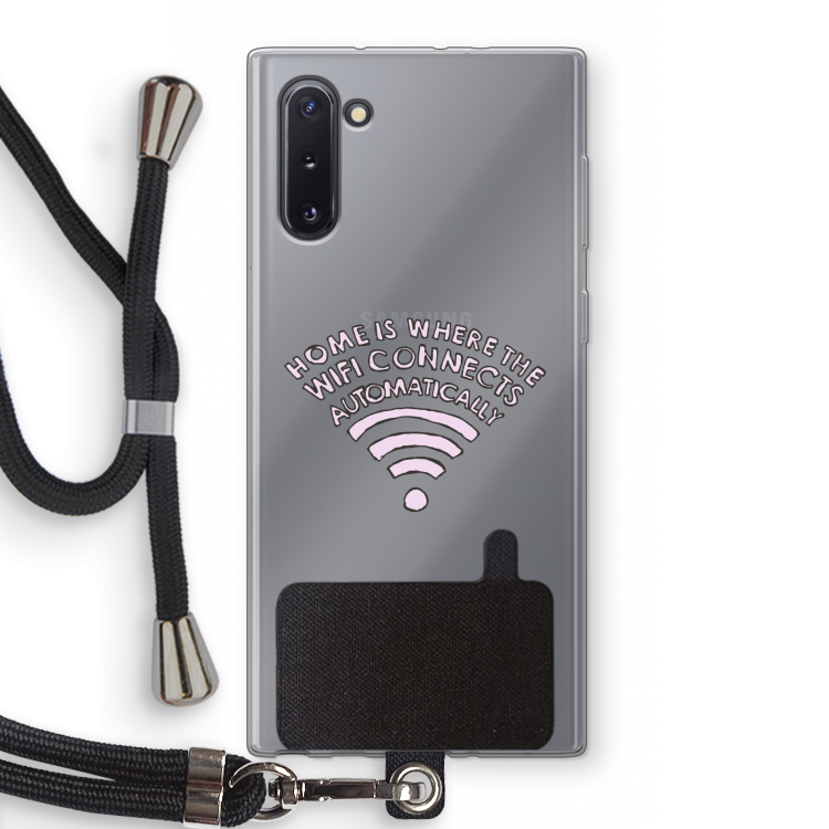 Home Is Where The Wifi Is: Samsung Galaxy Note 10 Transparant Hoesje met koord