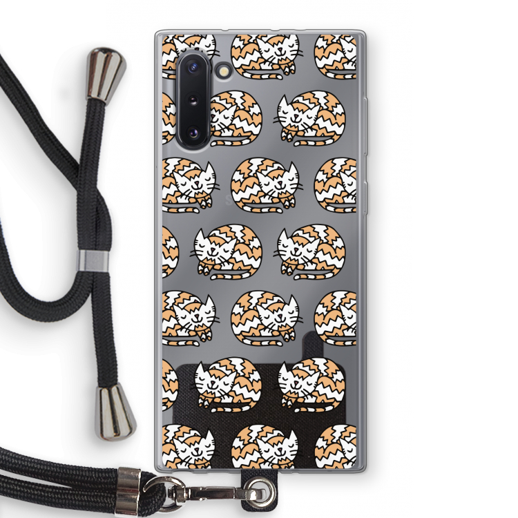 Slapende poes: Samsung Galaxy Note 10 Transparant Hoesje met koord