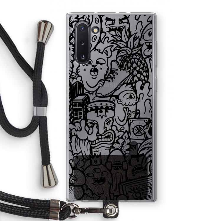 Vexx Black Mixtape: Samsung Galaxy Note 10 Transparant Hoesje met koord