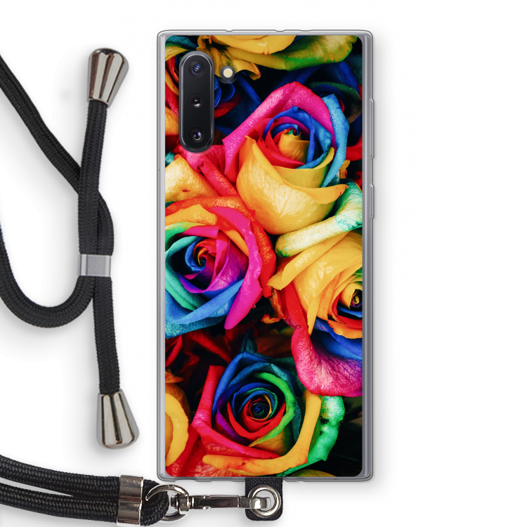 Neon bloemen: Samsung Galaxy Note 10 Transparant Hoesje met koord