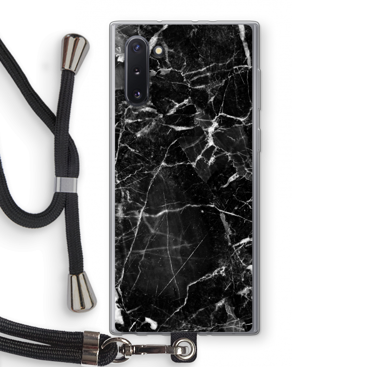Zwart Marmer 2: Samsung Galaxy Note 10 Transparant Hoesje met koord