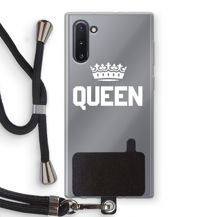 Queen zwart: Samsung Galaxy Note 10 Transparant Hoesje met koord