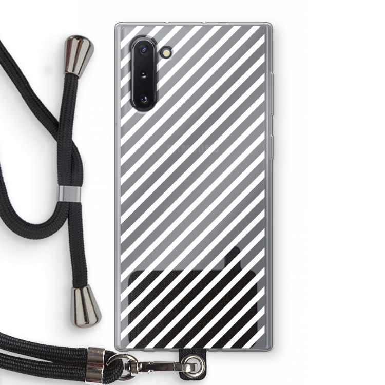 Strepen zwart-wit: Samsung Galaxy Note 10 Transparant Hoesje met koord