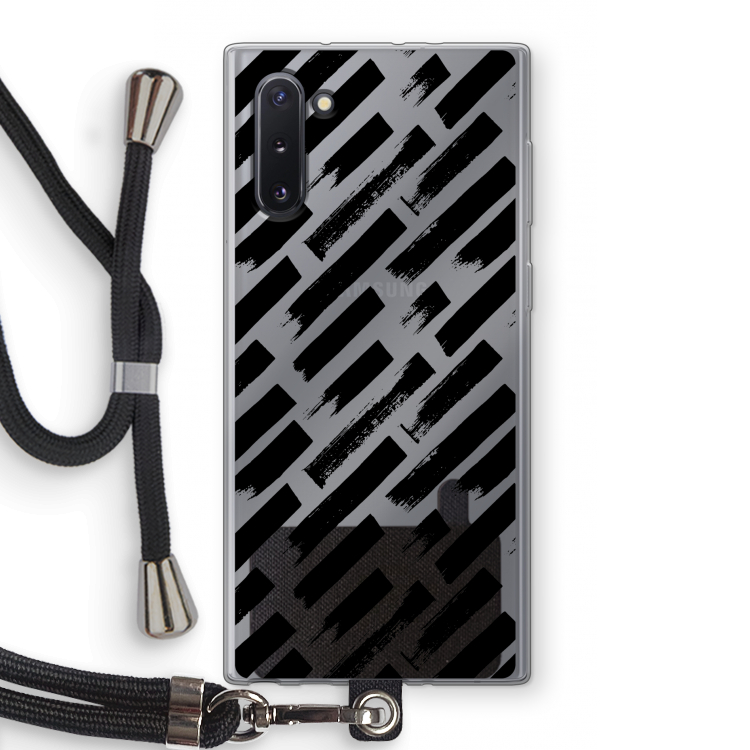 Zwarte vegen: Samsung Galaxy Note 10 Transparant Hoesje met koord