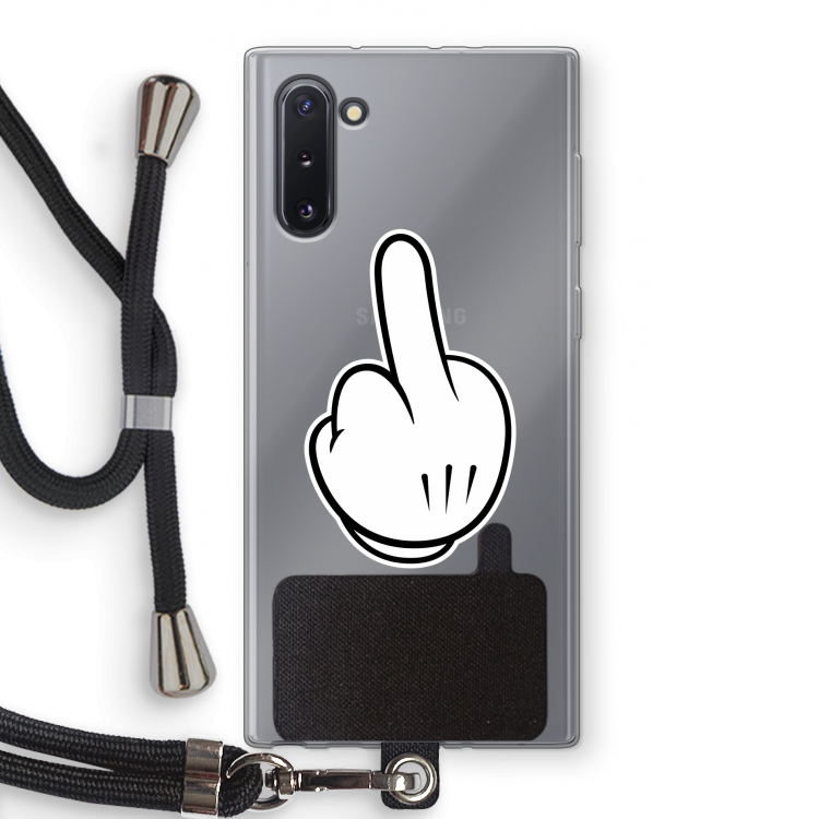 Middle finger black: Samsung Galaxy Note 10 Transparant Hoesje met koord