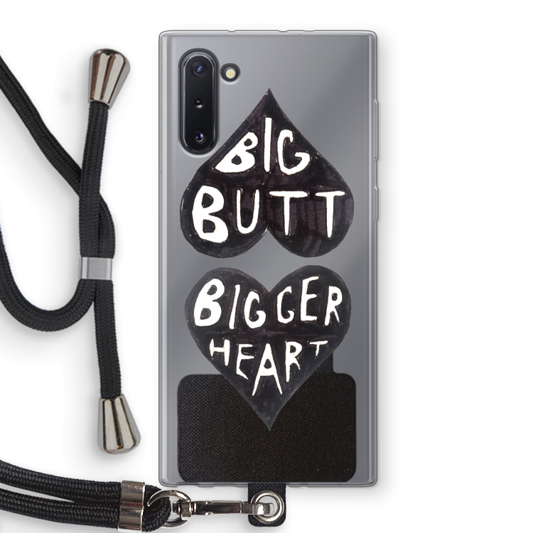 Big butt bigger heart: Samsung Galaxy Note 10 Transparant Hoesje met koord